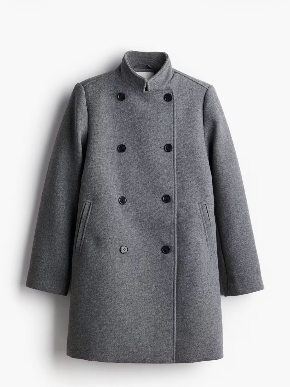 H&M Men's Gray Double-Breasted Pea Coat